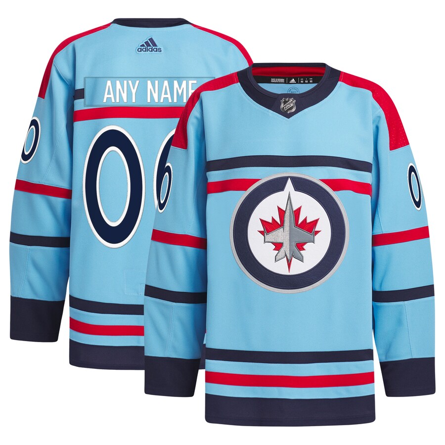 Men's Winnipeg Jets  adidas Light Blue Anniversary Primegreen Authentic Custom Jersey - Jersey