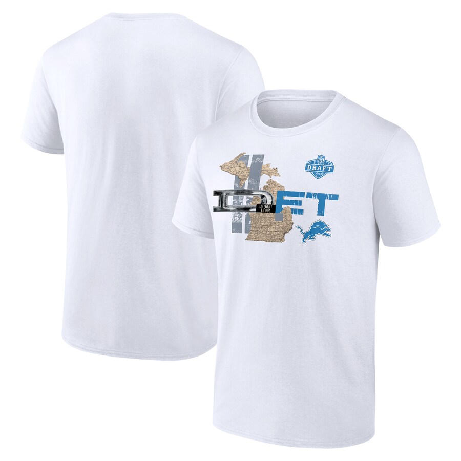 Men's Detroit Lions White 2025 NFL Draft T-Shirt - Jersey