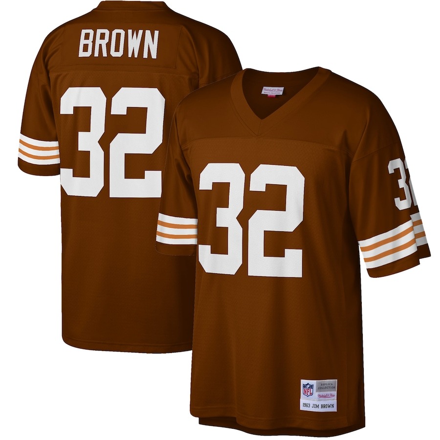 Men's Cleveland Browns Jim Brown Mitchell & Ness Brown Big & Tall 1963 Retired Player Replica Jersey - Jersey