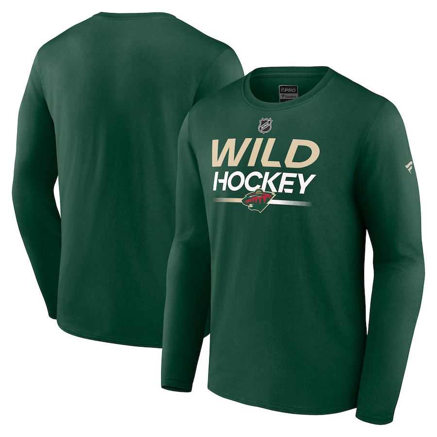 Men's Minnesota Wild Fanatics Green Authentic Pro Primary Long Sleeve T-Shirt - Jersey