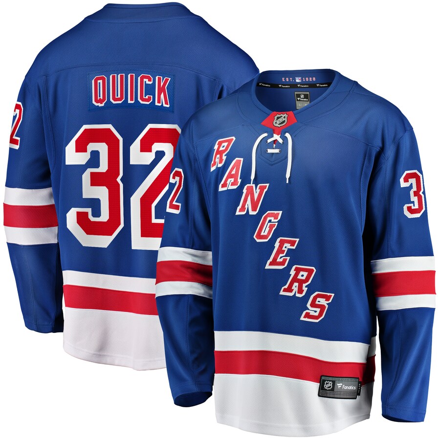 Men's New York Rangers Jonathan Quick Fanatics Branded Blue Home Breakaway Jersey - Jersey