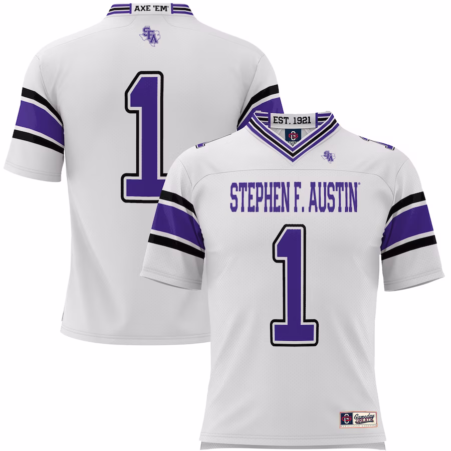 #1 Stephen F Austin Lumberjacks GameDay Greats Youth Endzone Football Jersey - White - Jersey
