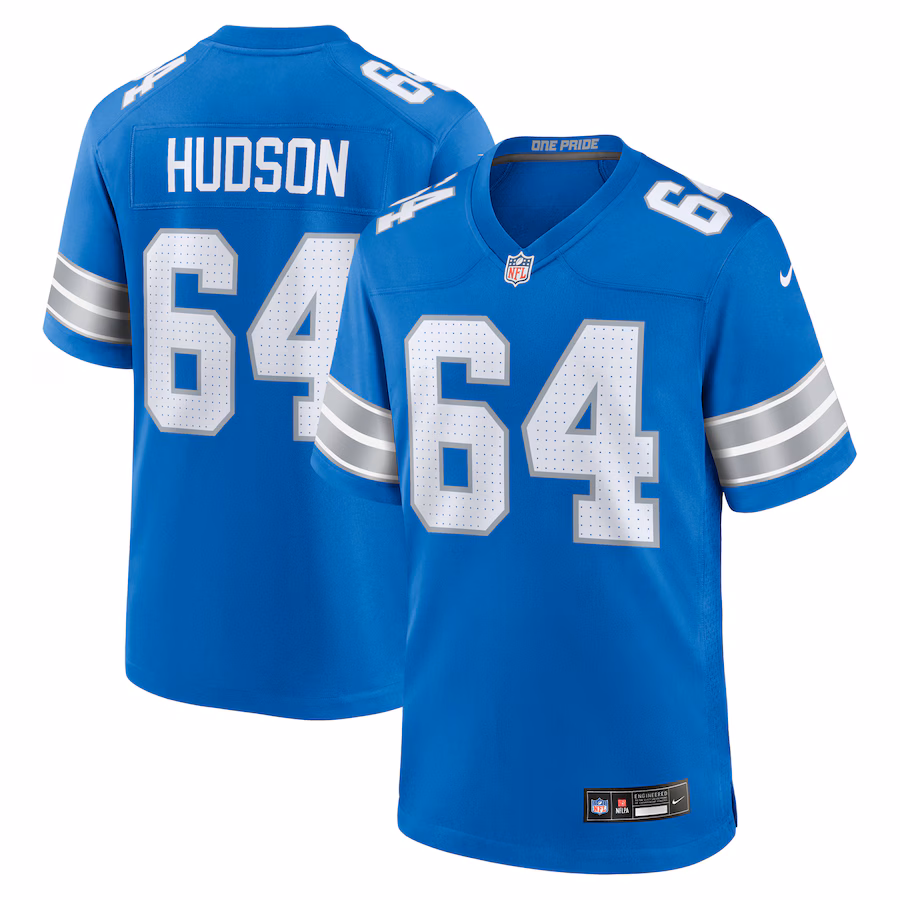 Men's Detroit Lions Bryan Hudson Nike  Blue Game Jersey - Jersey
