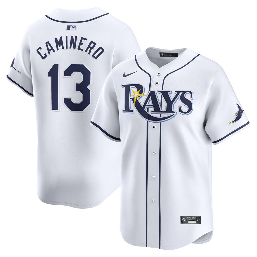 Men's Tampa Bay Rays Junior Caminero Nike White Home Limited Player Jersey - Jersey