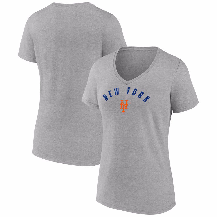Women's New York Mets Fanatics Gray V-Neck T-Shirt - Jersey