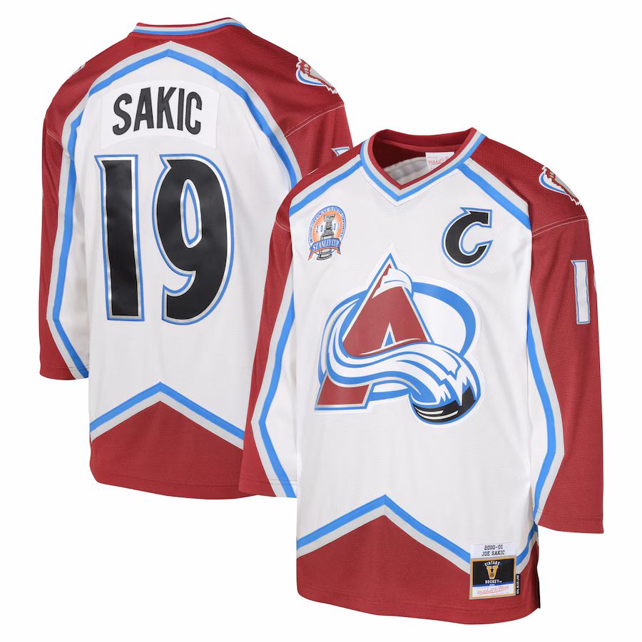 Youth Colorado Avalanche Joe Sakic Mitchell & Ness White 2000 Blue Line Player Jersey - Jersey