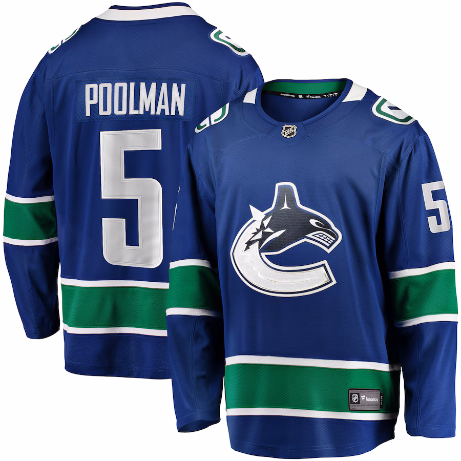 Men's Vancouver Canucks Tucker Poolman Fanatics Blue Home Premier Breakaway Player Jersey - Jersey