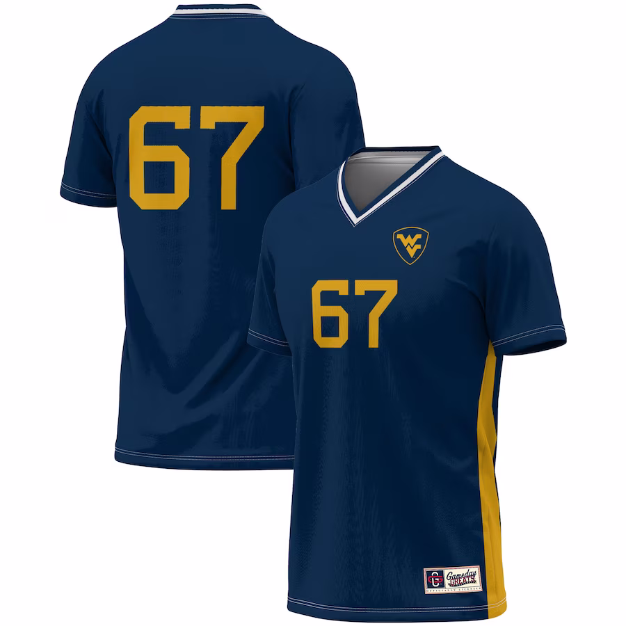 #67 West Virginia Mountaineers GameDay Greats Youth Lightweight Women's Soccer Fashion Jersey - Navy - Jersey