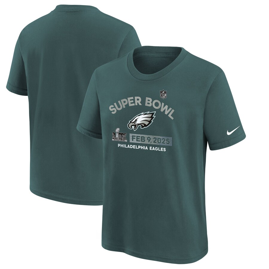 Youth Philadelphia Eagles Nike Midnight Green Super Bowl LIX Authentic T-Shirt - Jersey