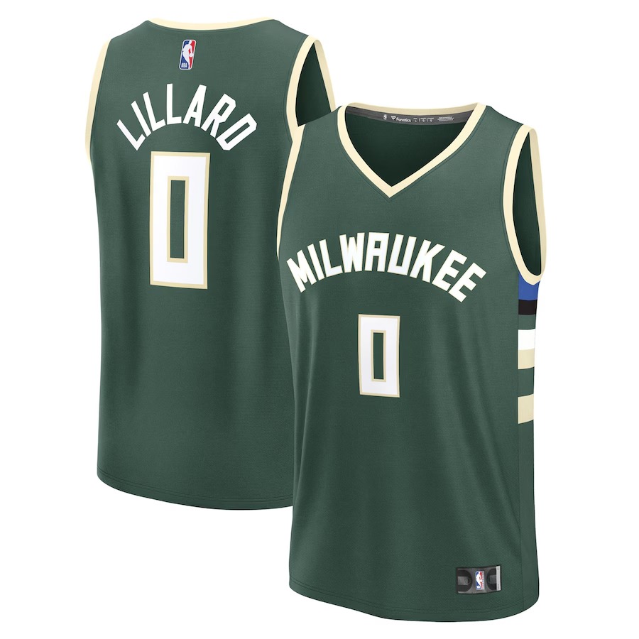Youth Milwaukee Bucks Damian Lillard Fanatics Hunter Green Fast Break Replica Player Jersey - Icon Edition - Jersey
