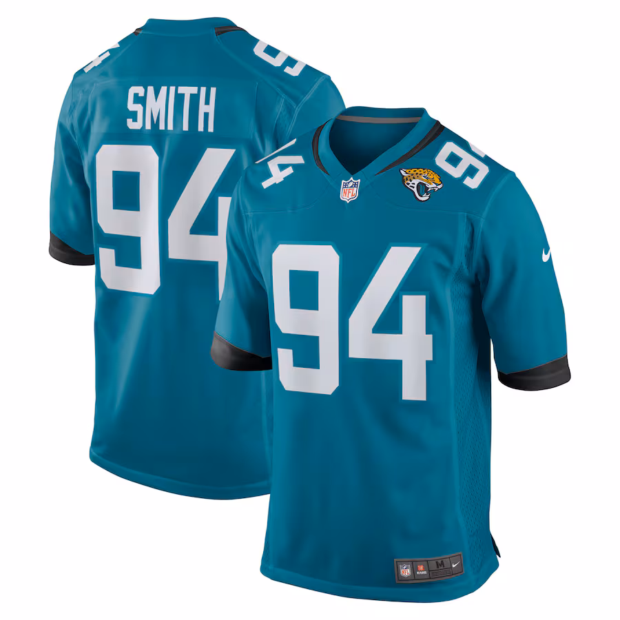 Men's Jacksonville Jaguars Maason Smith Nike Teal Team Game Jersey - Jersey