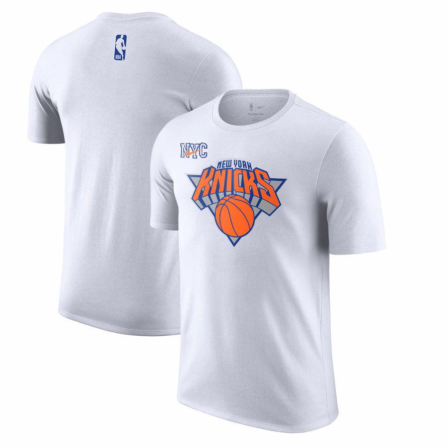Men's New York Knicks Nike White 2024/25 City Edition Essential Logo T-Shirt - Jersey