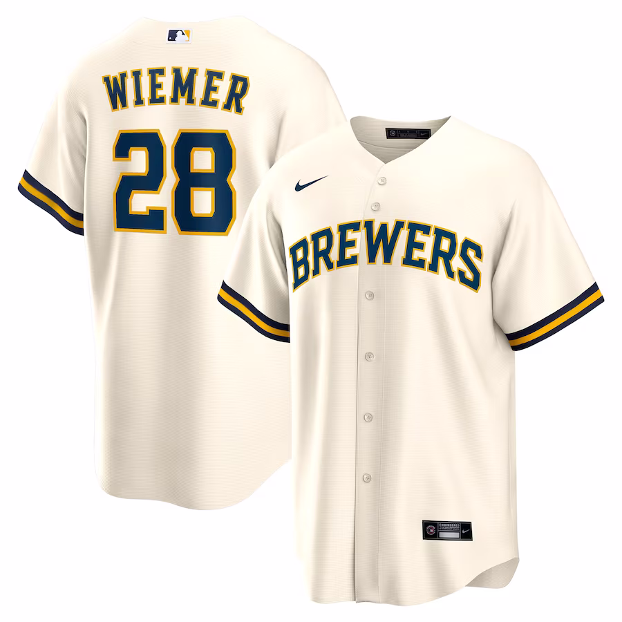 Men's Milwaukee Brewers Joey Wiemer Nike Cream Home Replica Player Jersey - Jersey