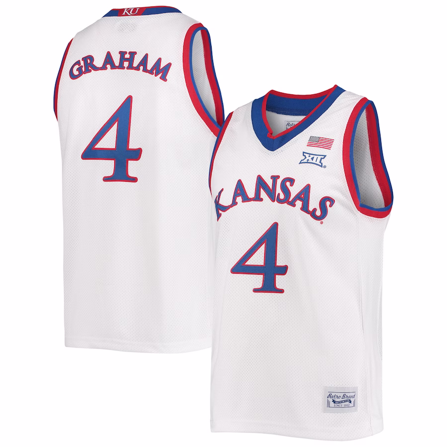 Devonte' Graham Kansas Jayhawks Original Retro Brand Commemorative Classic Basketball Jersey - White - Jersey