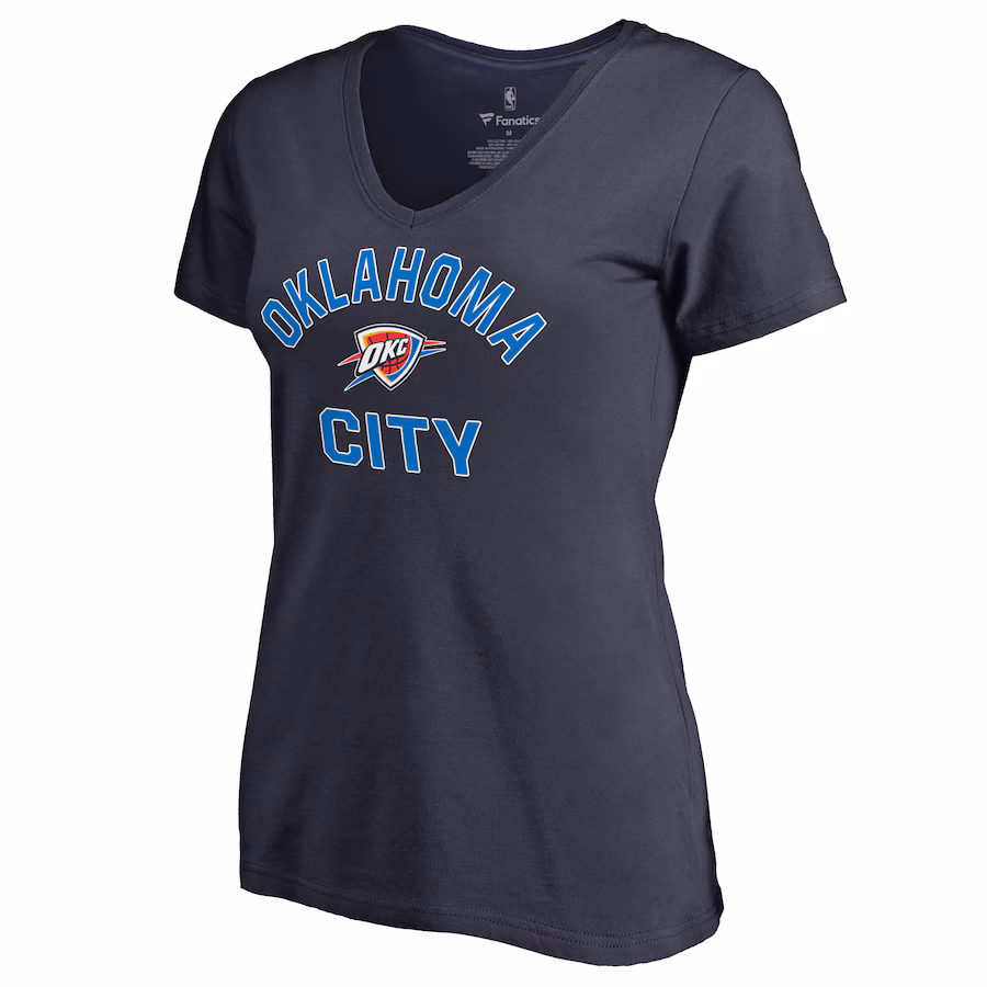 Women's Oklahoma City Thunder Navy Overtime V-Neck T-Shirt - Jersey