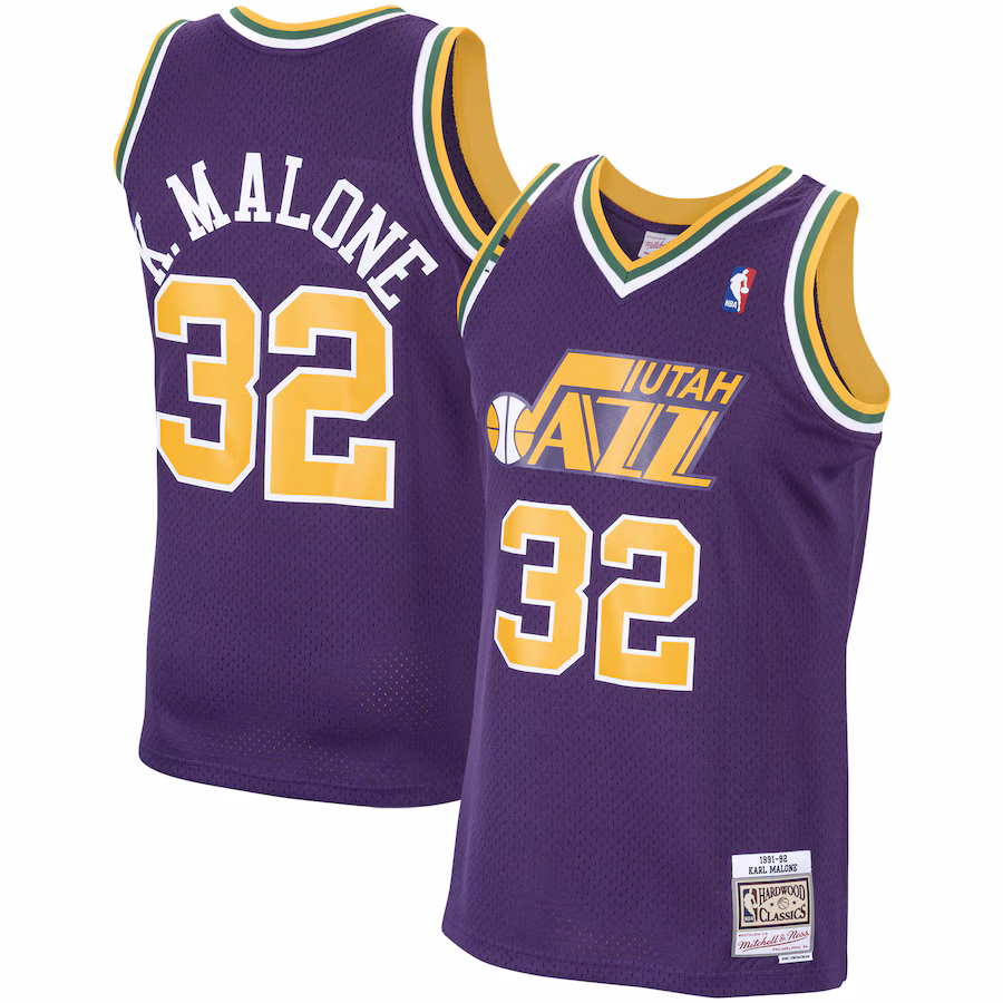 Men's Utah Jazz Karl Malone Mitchell & Ness Purple 1991/92 Hardwood Classics Swingman Jersey - Jersey