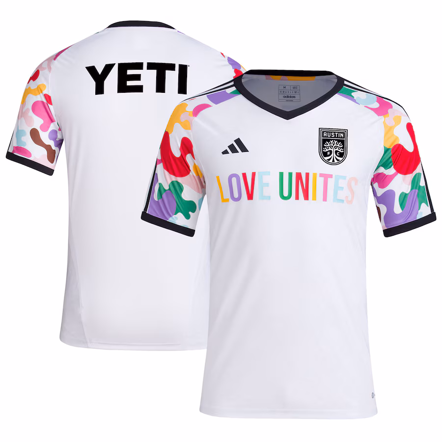 Men's Austin FC  adidas White 2023 Pride Pre-Match Top - Jersey