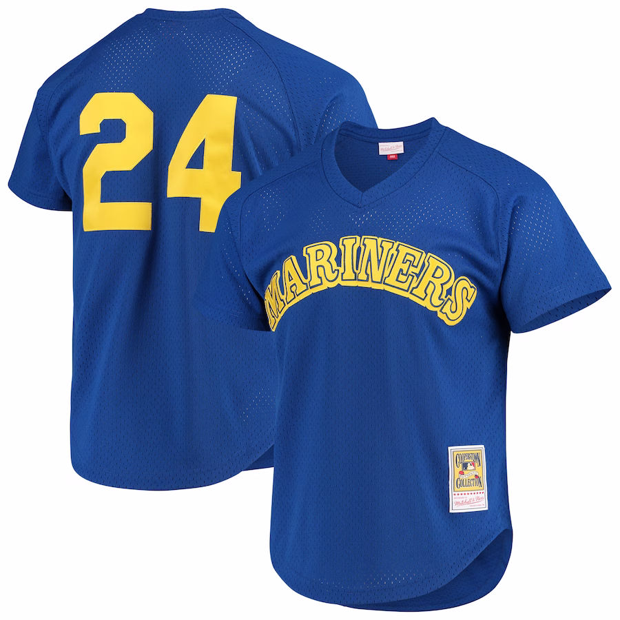 Men's Seattle Mariners Ken Griffey Jr. Mitchell & Ness Royal Cooperstown Mesh Batting Practice Jersey - Jersey