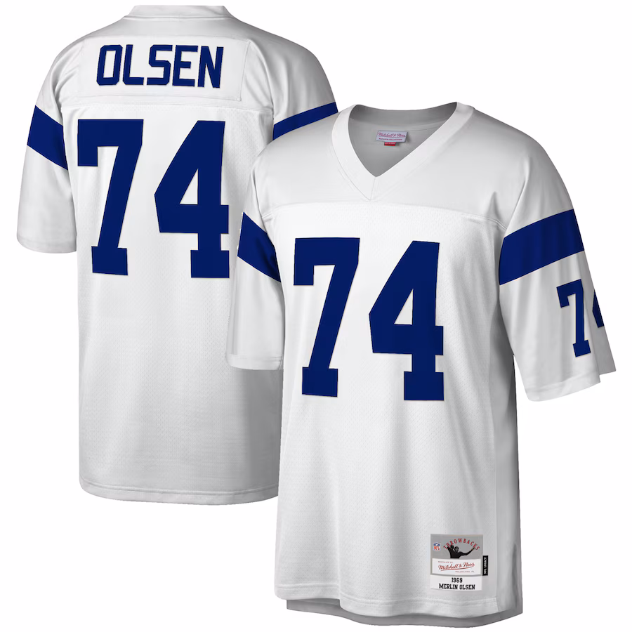 Men's Los Angeles Rams Merlin Olsen Mitchell & Ness White Legacy Replica Jersey - Jersey