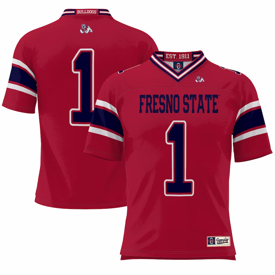 #1 Fresno State Bulldogs GameDay Greats Endzone Football Jersey - Red - Jersey