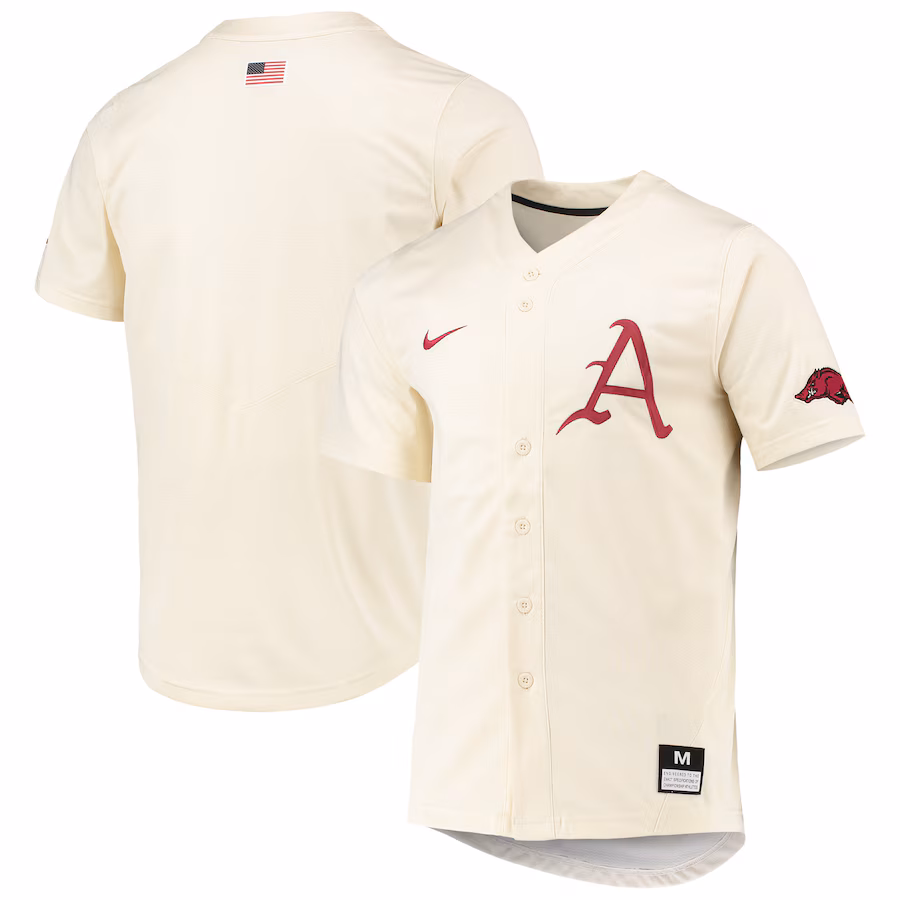 Men's Nike Natural Arkansas Razorbacks Replica Baseball Jersey - Jersey