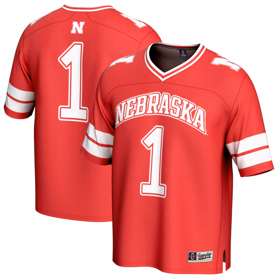 GameDay Greats #1 Scarlet Nebraska Huskers Lightweight Collegiate Football Fashion Jersey - Jersey