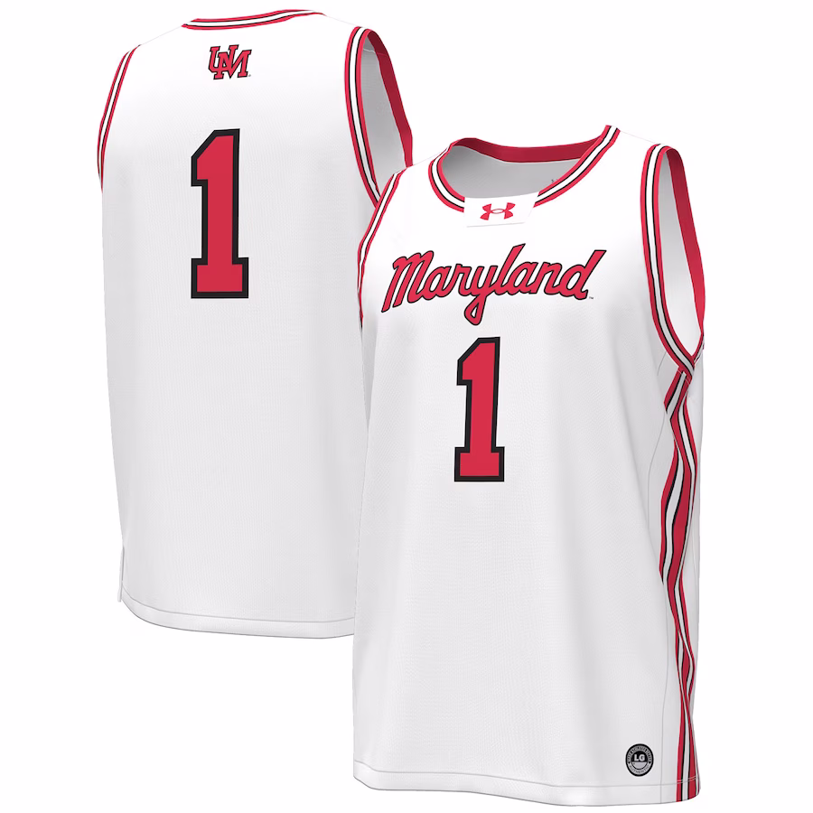 #1 Maryland Terrapins Under Armour Throwback Replica Basketball Jersey - White - Jersey