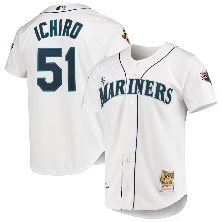 Men's Seattle Mariners Ichiro Suzuki Mitchell & Ness White 2001 MLB All-Star Game Cooperstown Collection Authentic Jersey - Jersey