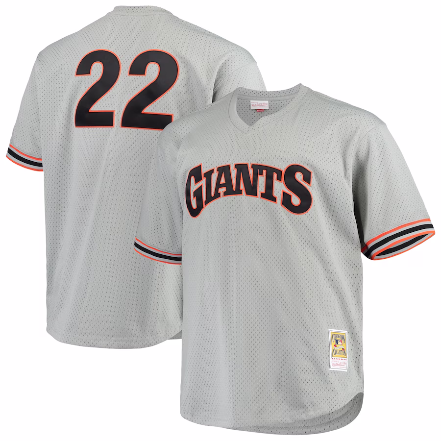 Men's San Francisco Giants Will Clark Mitchell & Ness Gray Big & Tall Cooperstown Collection Mesh Batting Practice Jersey - Jersey