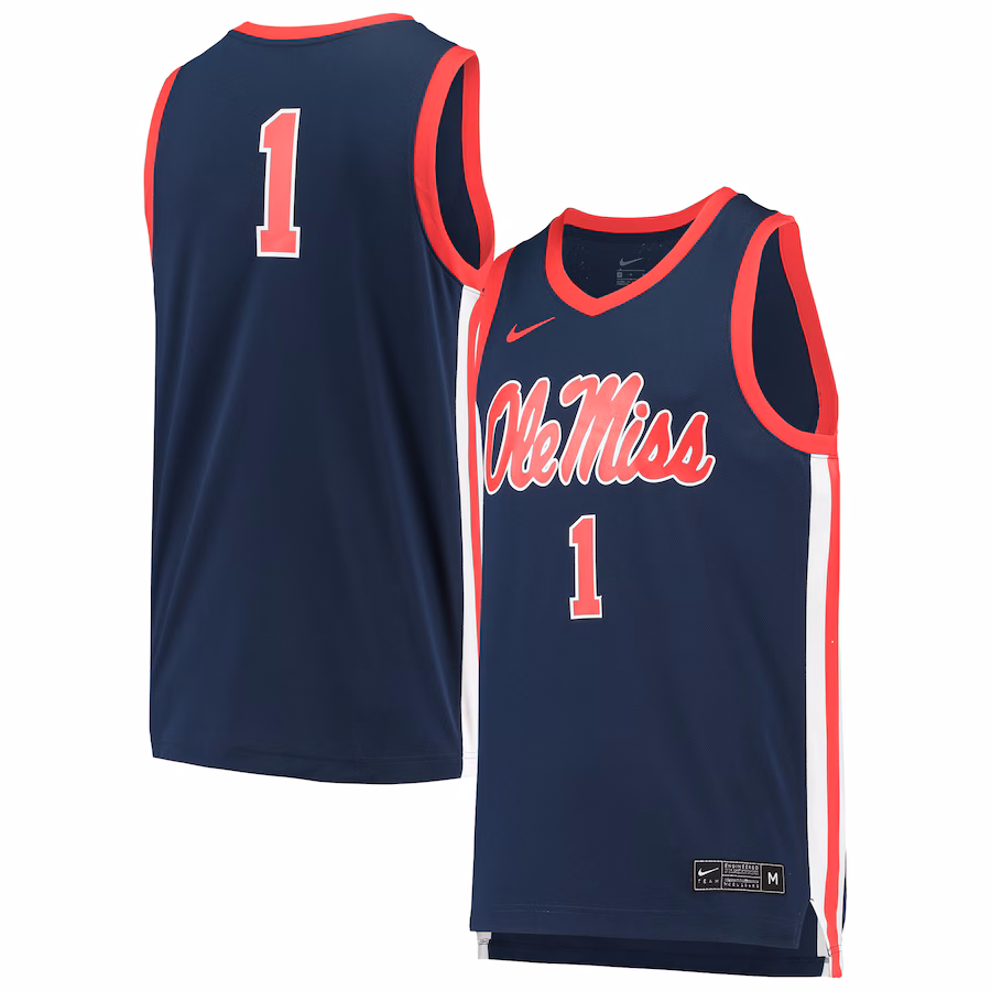 Men's Nike #1 Navy Ole Miss Rebels Replica Basketball Jersey - Jersey