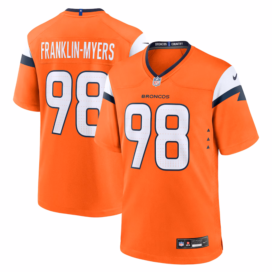 Men's Denver Broncos John Franklin-Myers Nike Orange Team Game Jersey - Jersey
