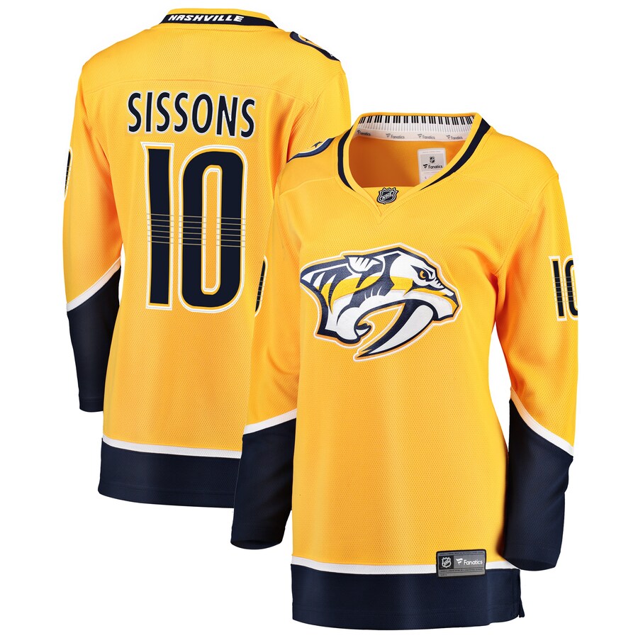 Women's Nashville Predators Colton Sissons Fanatics Branded Gold Breakaway Player Jersey - Jersey