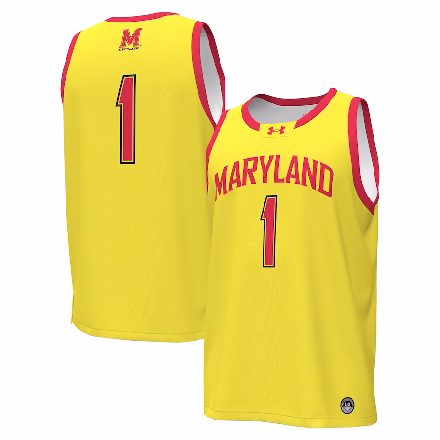 #1 Maryland Terrapins Under Armour Replica Basketball Jersey - Gold - Jersey