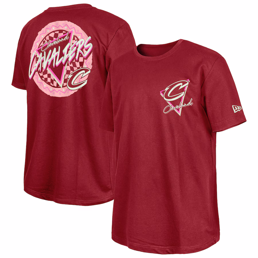 Men's Cleveland Cavaliers  New Era Wine Glow-in-the-Dark T-Shirt - Jersey