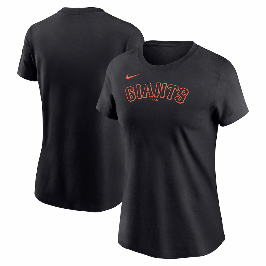 Women's San Francisco Giants Nike Black Fuse Wordmark T-Shirt - Jersey