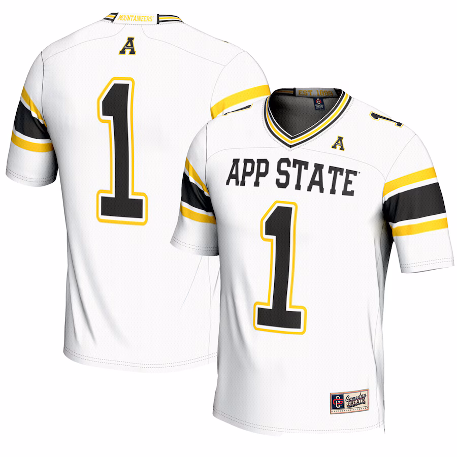Men's GameDay Greats #1 White Appalachian State Mountaineers Endzone Football Jersey - Jersey
