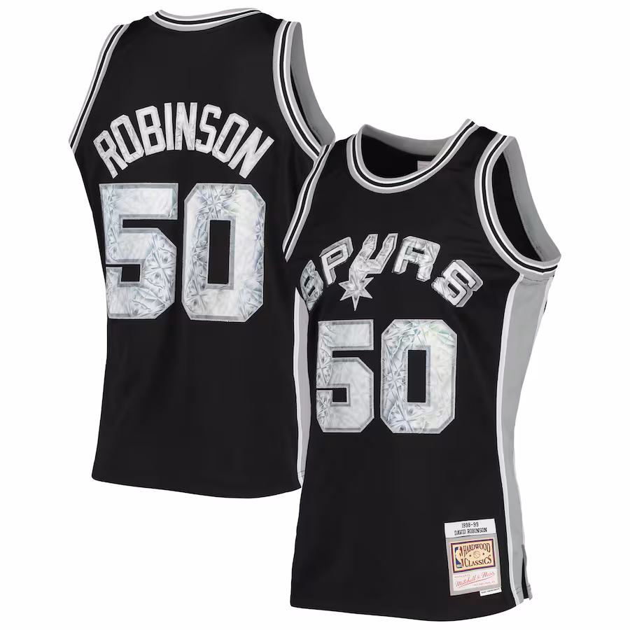 Men's San Antonio Spurs David Robinson Mitchell & Ness Black 1998/99 Hardwood Classics NBA 75th Anniversary Diamond Swingman Jersey - Jersey