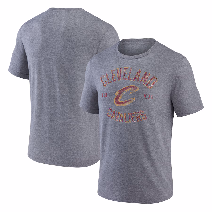 Men's Cleveland Cavaliers  Heather Gray Heritage Tri-Blend T-Shirt - Jersey