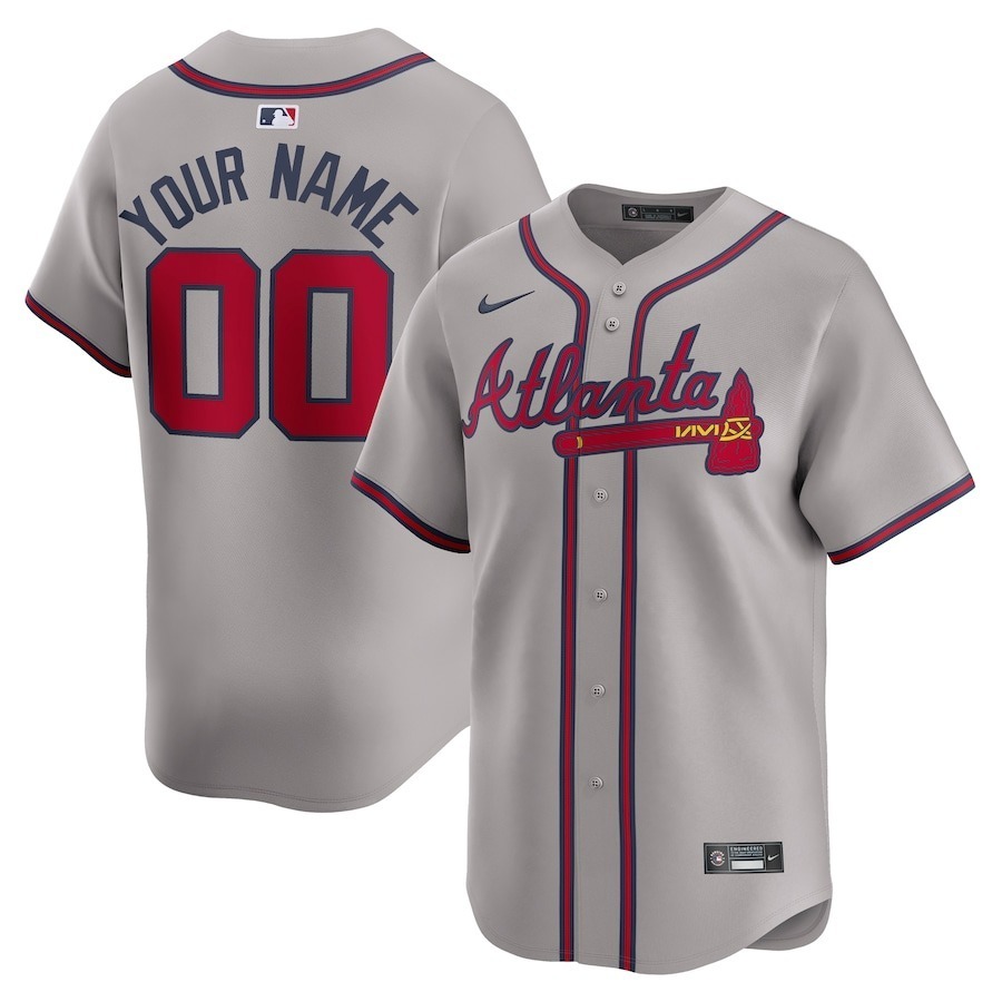 Men's Atlanta Braves  Nike Gray Away Limited Custom Jersey - Jersey