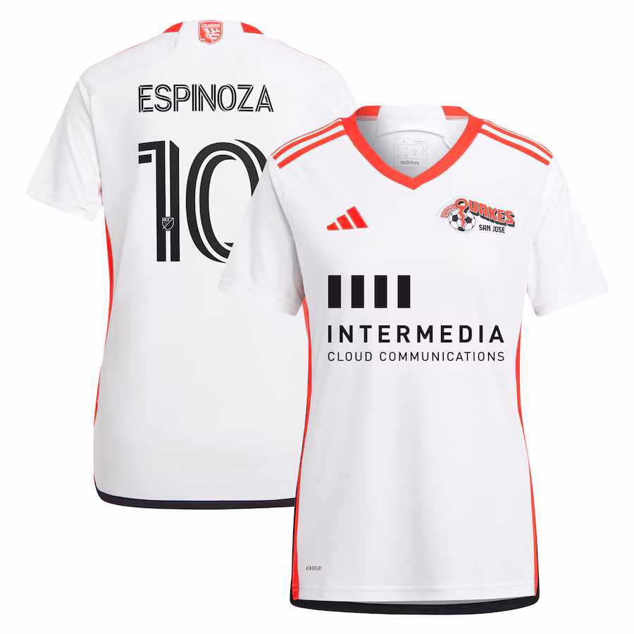 Women's San Jose Earthquakes Cristian Espinoza adidas White 2024 The 50 Kit Replica Player Jersey - Jersey