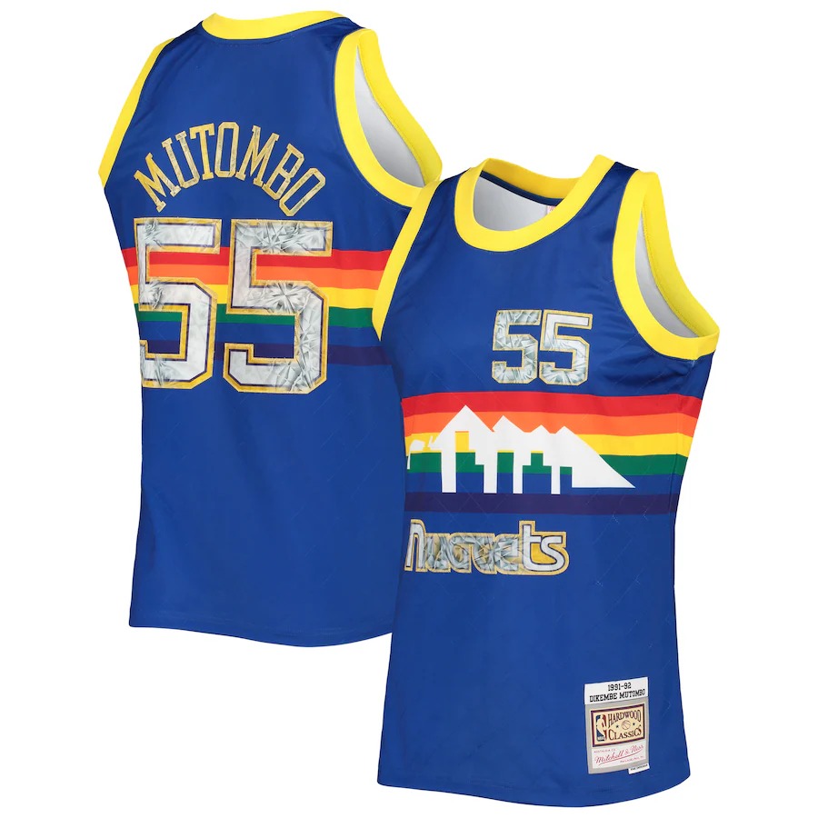 Men's Denver Nuggets Dikembe Mutombo Mitchell & Ness Royal 1996/97 Hardwood Classics NBA 75th Anniversary Diamond Swingman Jersey - Jersey