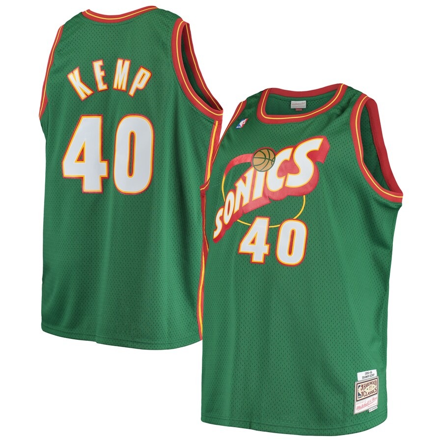 Men's Seattle SuperSonics Shawn Kemp Mitchell & Ness Green 1995/96 Big & Tall Hardwood Classics Swingman Jersey - Jersey