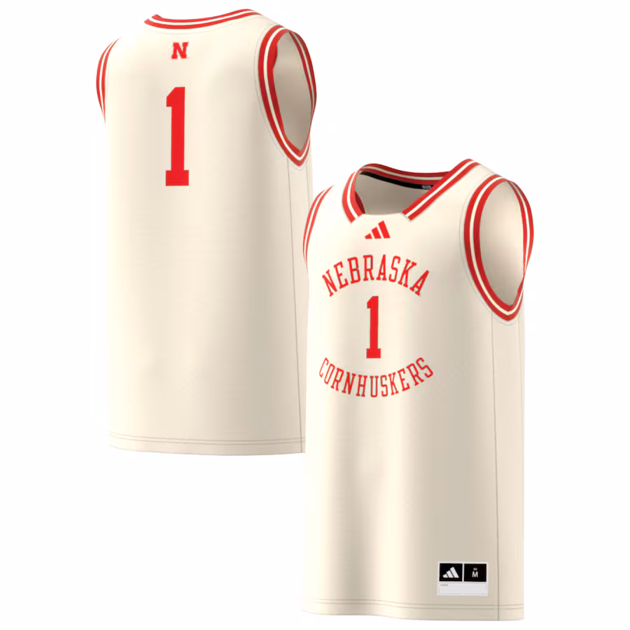 Men's adidas #1 Cream Nebraska Huskers Replica Swingman Jersey - Jersey