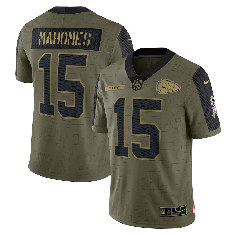 Men's Kansas City Chiefs Patrick Mahomes Nike Olive Salute To Service Limited Player Jersey - Jersey