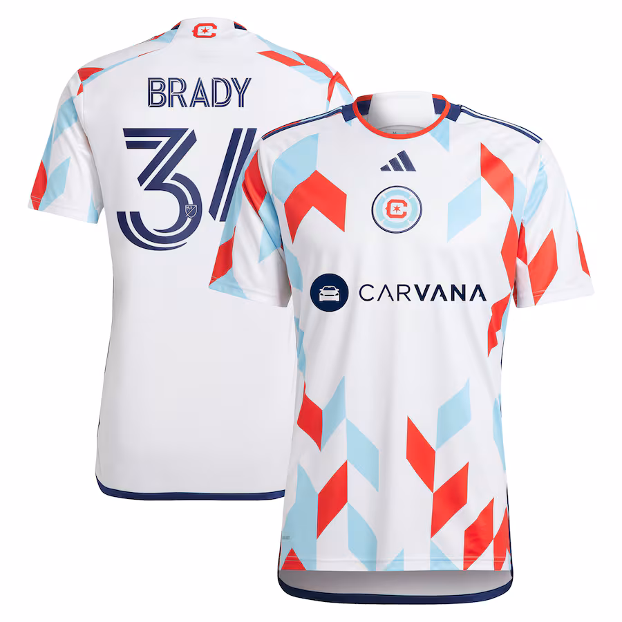 Men's Chicago Fire Chris Brady adidas White 2024 A Kit For All Replica Player Jersey - Jersey