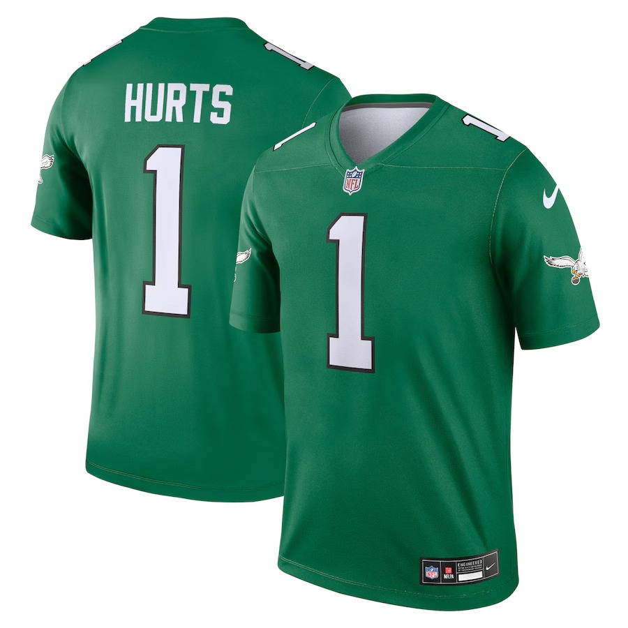 Men's Philadelphia Eagles Jalen Hurts Nike Kelly Green Legend Player Performance Top - Jersey
