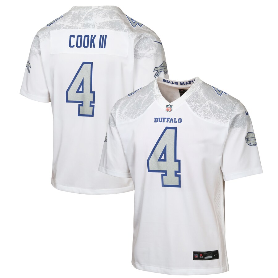 Youth Buffalo Bills James Cook III Nike White 2025 Rivalries Collection Game Jersey - Jersey