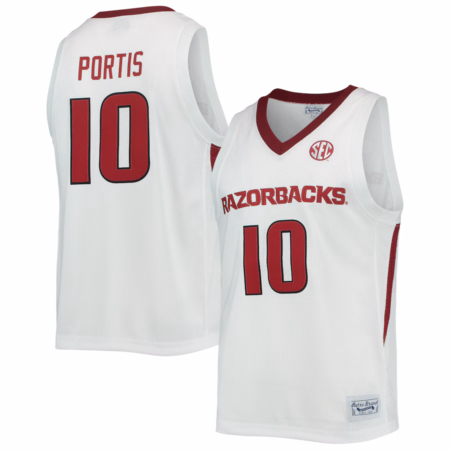 Bobby Portis Arkansas Razorbacks Original Retro Brand Alumni Commemorative Replica Basketball Jersey - White - Jersey