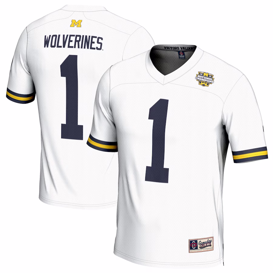 #1 Michigan Wolverines GameDay Greats Youth College Football Playoff 2023 National Champions Lightweight Fashion Jersey - White - Jersey