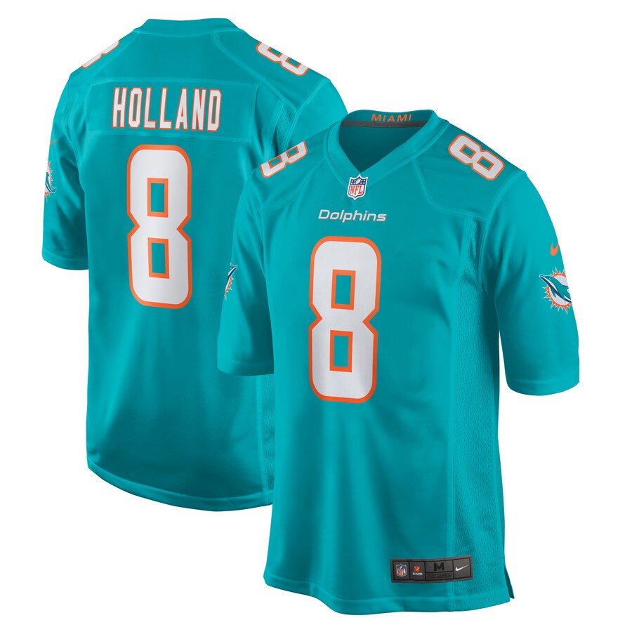 Men's Miami Dolphins Jevon Holland Nike Aqua Game Player Jersey - Jersey
